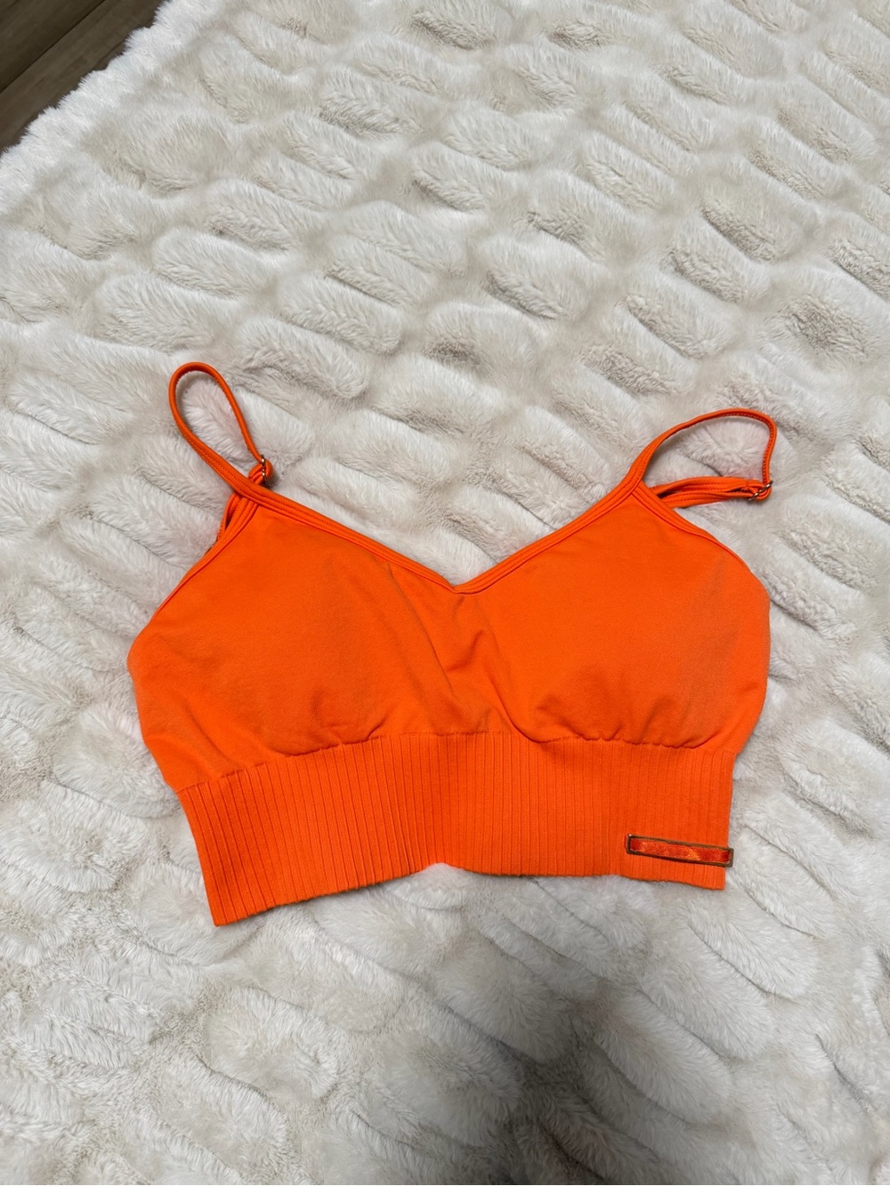 orange bo and tee sports bra